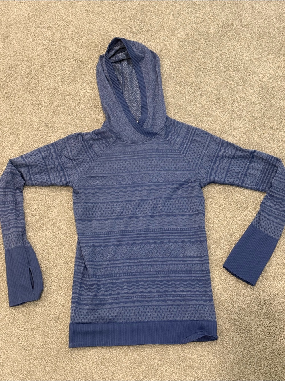 lululemon athletica Heathered Navy Blue Hooded Knit Pullover